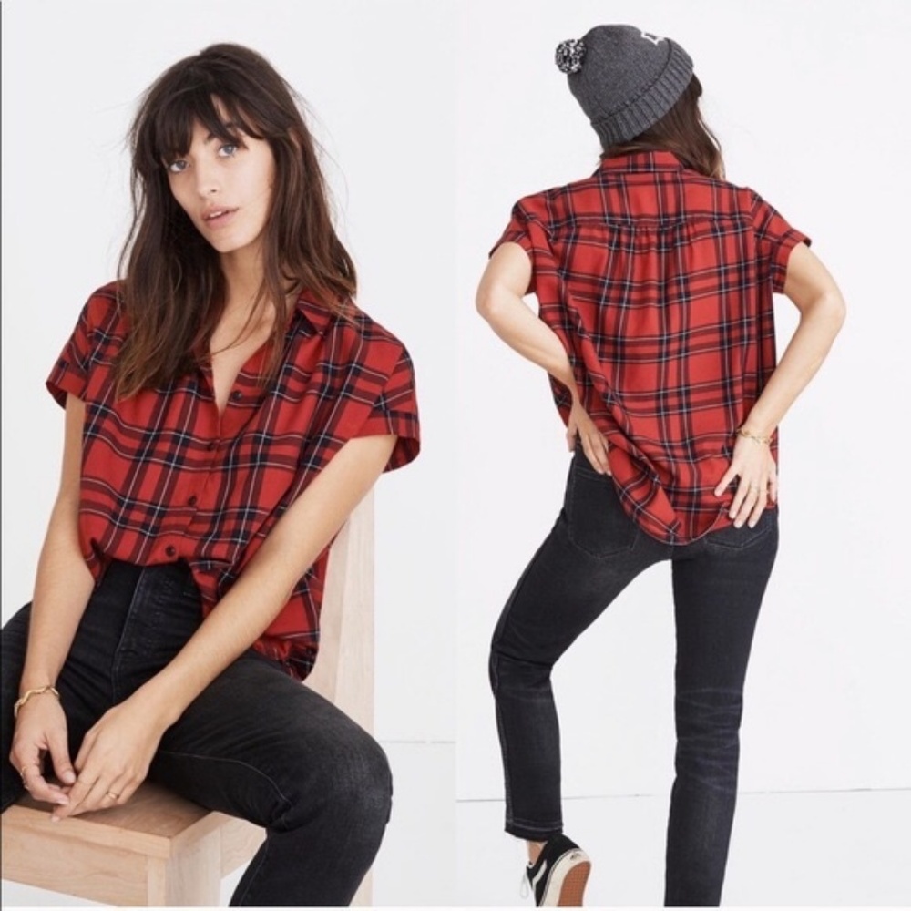Madewell Central Shirt in Red Tartan Plaid